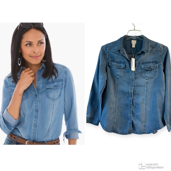 Chico's Tops - NWT Chicos Blue Denim Shirt